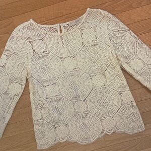 LOFT Cream Circular Lace Blouse